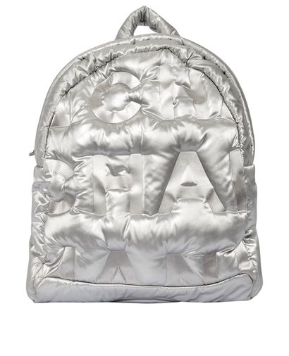 Silver Quilted Doudoune Backpack, front view